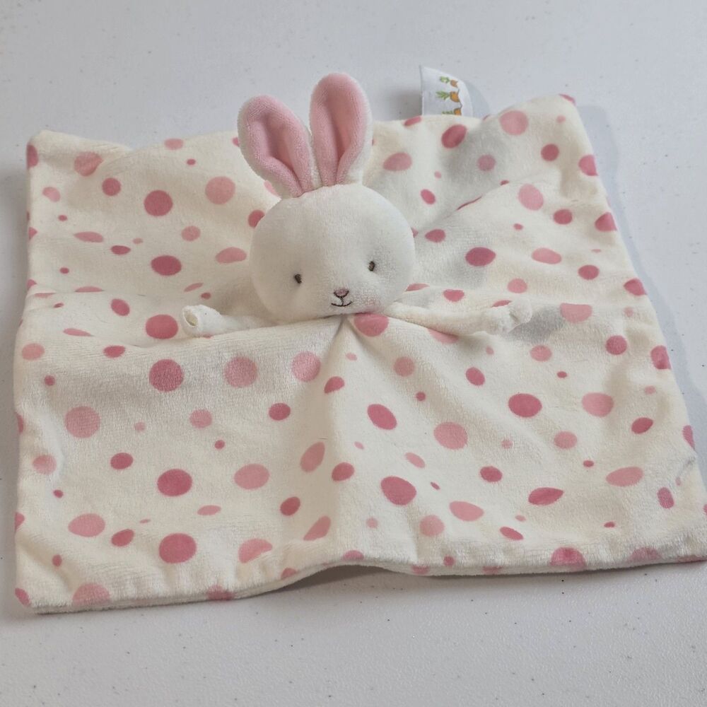 Bunnies by the Bay Lovey Blossom Bunny Head Polka Dot Pink Baby Girl EUC 8"